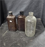 3 Vtg Pharmaceutical Bottles