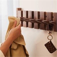 Wooden Coat Rack Wall Mounted 6 Hooks #01
