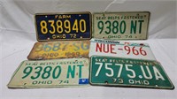 6 vintage license plates