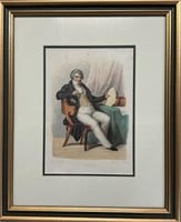 19TH CENT HAND COLORED STEEL ENGRAVING OF CUVIER