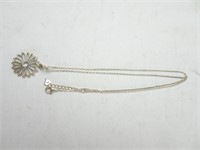 Sterling Silver Sunflower Pendant with 19"