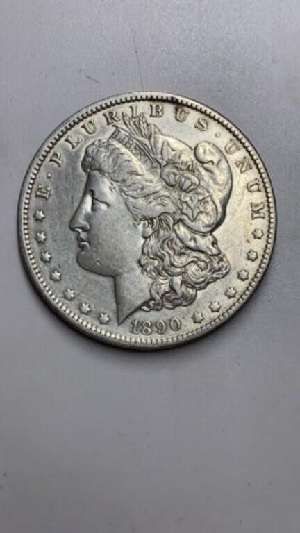 1890-O Morgan silver dollar