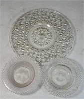Glass tray and 2 small glass dishes
