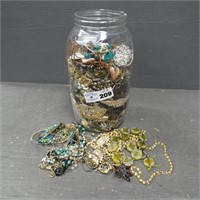 Plastic Jar of Costume Jewelry