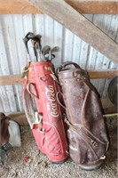 golf bags and clubs