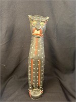 21" Indonesian Black Wood Cat Sculpture