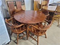 5 Piece - Round Dining Table Set W/2 Leaf