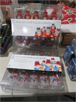 20 GLASS SANTA CLAUS/SNOWMAN LIGHTS NIB