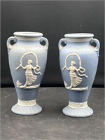 Wedgewood style Girl Jumping Rope Vases