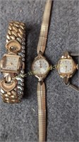 3 Ladies Watches. Benus 10k Rgp, Caravelle N2,