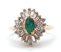 14K Yellow Gold Emerald & .50 CTTW Diamond Ring