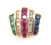 14K Yellow Gold Genuine Diamond & Gemstone Slide