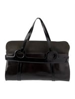 Marni Brown Leather Canvas Shoulder Bag