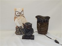 Lamp, Shell, and Porcelain Decorative Owls