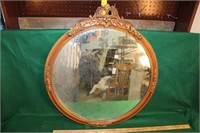 Antique Round Toledo Plated Framed Mirror