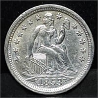 1853 Arrows Seated Liberty Silver Dime, High