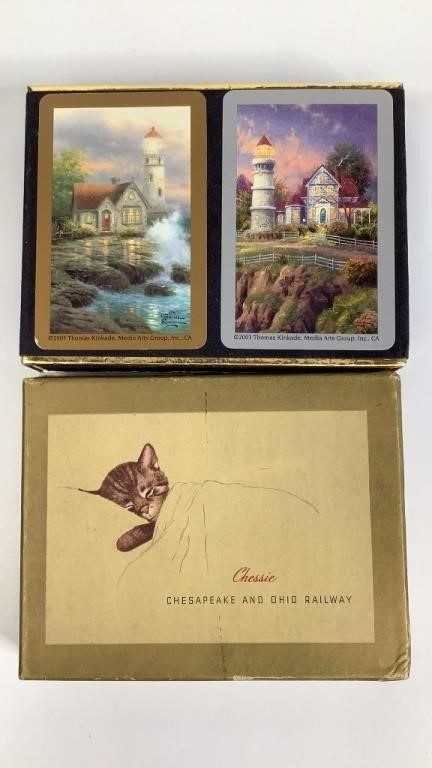 Chessie C&O Railroad Cat & Thomas Kinkade Playing