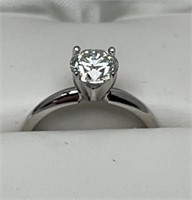 14k white gold 4-prong solitaire 1.02ct size 6