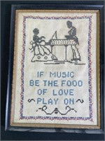‘If Music Be The Food’ Cross Stitch Sampler