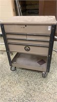 Napa tan rolling tool box 5 drawers top lid opens