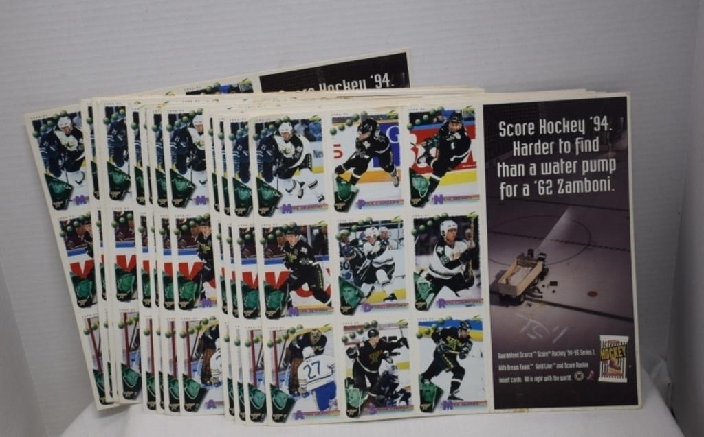 Uncut Score Sheet of Hockey Players 94/95 Series