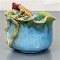 10 Ceramic blue Green Frog Planters