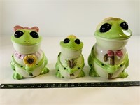 3pcs frog cookie jars