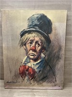 Clown Print in Canvas  22"x26”