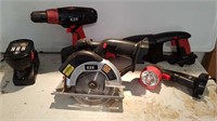 ASSORTED EZE TOOLS WITH 2 BATTERIES & CHARGER