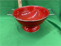 Red enamel colander