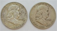 TWO FRANKLIN HALF DOLLARS