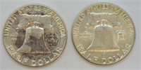 TWO FRANKLIN HALF DOLLARS