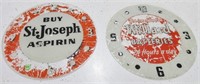 2 glass clock covers, Aspirin & Willard Batteries