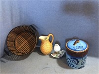 Home Decor Lot Includes Small Basket, Small Hand