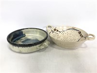 Two signed kitchen pottery pieces