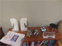 marble bookends,owls,oak flooring from capitol