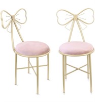 2 Pink Bow Vanity Chairs