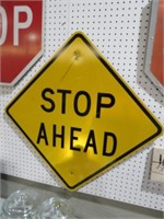 METAL STOP AHEAD SIGN