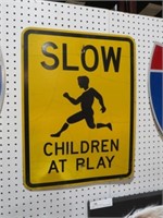 METAL SLOW CHILDREN AT PLAY SIGN