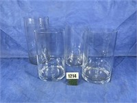 3 Tall & 1 Shorter Round Glass Vase