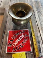 Spittoon and railroad sign lot