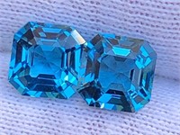 Natural Swiss Blue Topaz Pair 31.34 Cts  {Flawless