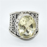 Silver Lemon Quartz(9.65ct) Ring