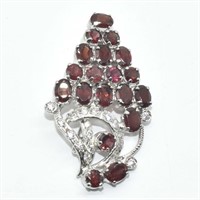 Silver Red Garnet(8.1ct) Brooch Pendant