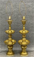 Pair Extra Large Brass Lamps