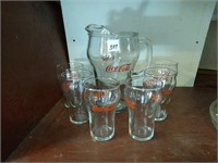 Coca Cola Pitcher and 6 Glass set