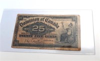 1900 Dominion of Canada 25 Cent Paper Currency