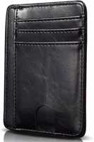 Genuine Leather Black Slim Minimalist Men's Wallet