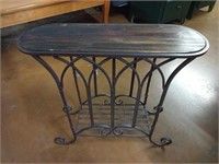 Small Entry Table W/Iron & Wood, 23" Tall