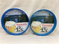 (2) NOS Hamm’s Adv. Beer Trays, 12” Diameter